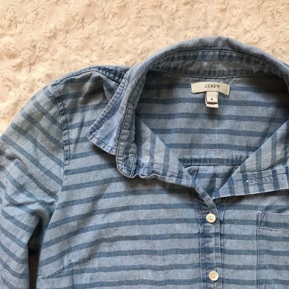 $SOLD$ J Crew Striped Popover Chambray Blouse - Picture 3 of 5